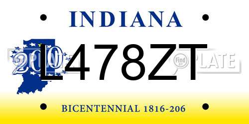 L478ZT Indiana License Plate