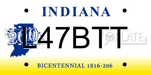 L47BTT Indiana License Plate