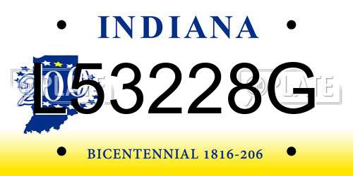 L53228G Indiana License Plate