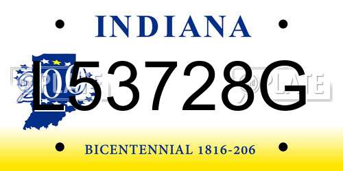 L53728G Indiana License Plate