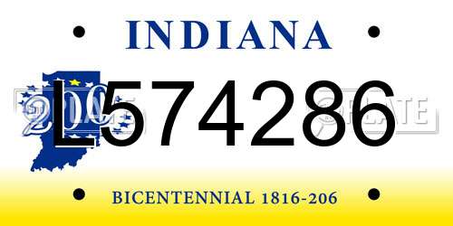 L574286 Indiana License Plate