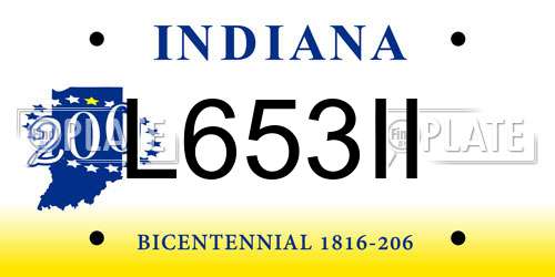 L653II Indiana License Plate