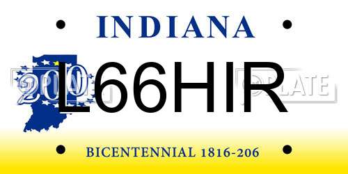 L66HIR Indiana License Plate