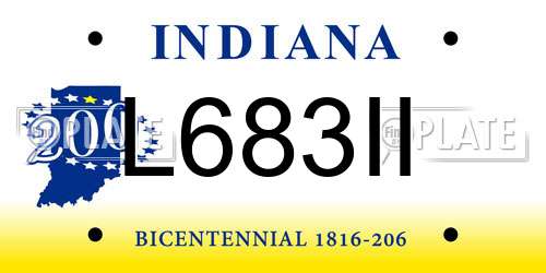 L683II Indiana License Plate