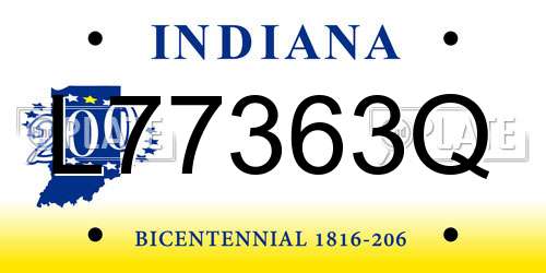 L77363Q Indiana License Plate
