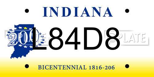 L84D8 Indiana License Plate