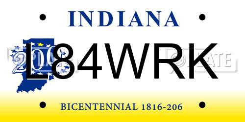 L84WRK Indiana License Plate
