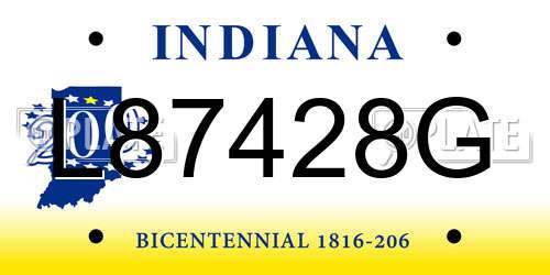 L87428G Indiana License Plate