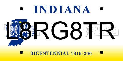 L8RG8TR Indiana License Plate