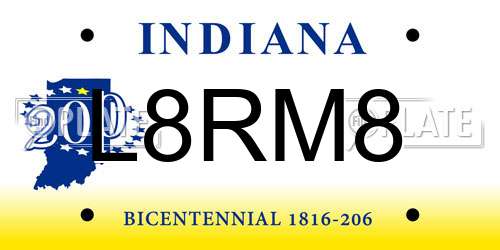 L8RM8 Indiana License Plate
