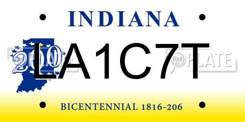 LA1C7T Indiana License Plate