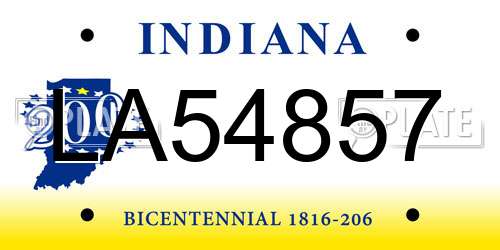 LA54857 Indiana License Plate