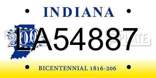 LA54887 Indiana License Plate
