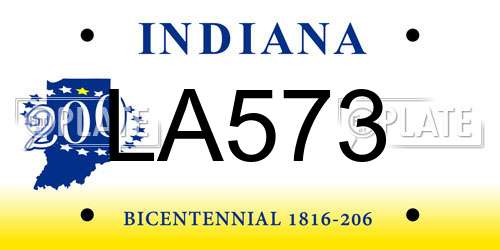 LA573 Indiana License Plate