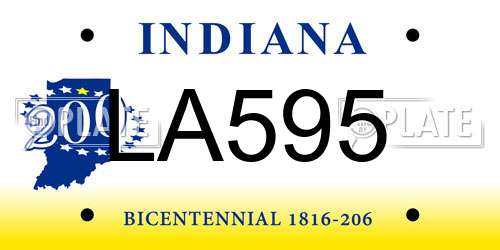 LA595 Indiana License Plate