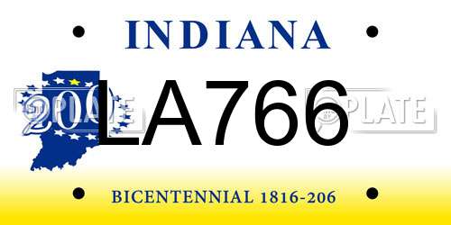 LA766 Indiana License Plate