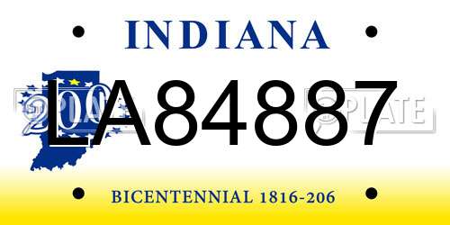 LA84887 Indiana License Plate
