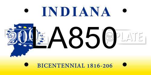 LA850 Indiana License Plate