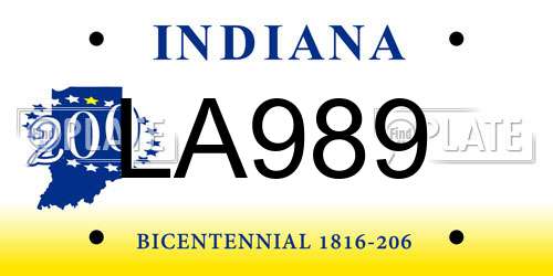 LA989 Indiana License Plate