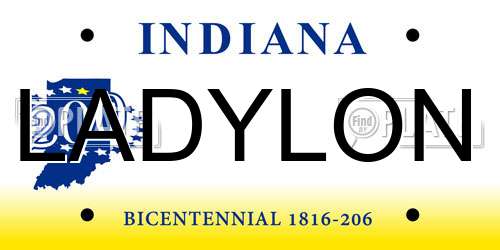 LADYLON Indiana License Plate