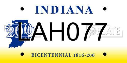 LAH077 Indiana License Plate