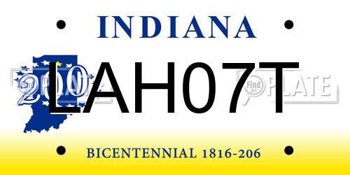 LAH07T Indiana License Plate