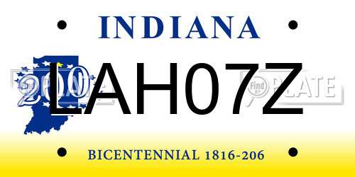 LAH07Z Indiana License Plate
