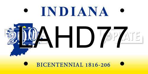 LAHD77 Indiana License Plate