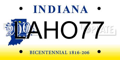 LAHO77 Indiana License Plate
