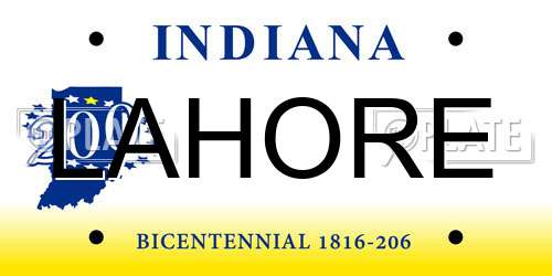 LAHORE Indiana License Plate
