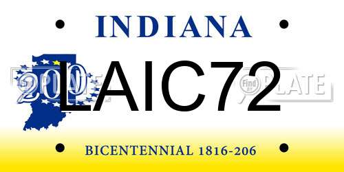 LAIC72 Indiana License Plate
