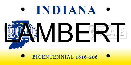 LAMBERT Indiana License Plate