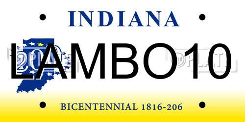 LAMBO10 Indiana License Plate