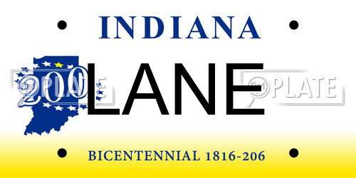 LANE Indiana License Plate