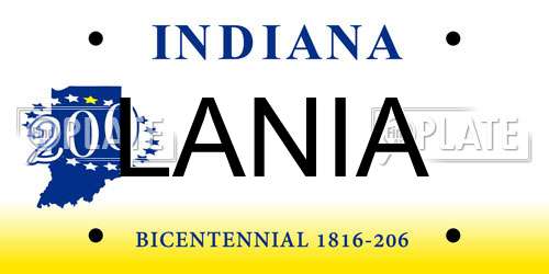LANIA Indiana License Plate