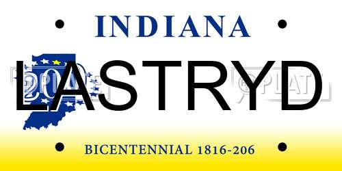 LASTRYD Indiana License Plate