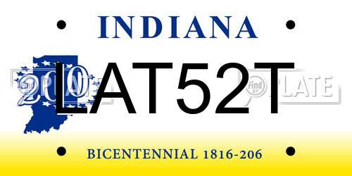 LAT52T Indiana License Plate