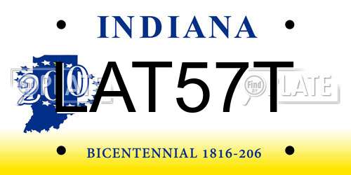 LAT57T Indiana License Plate