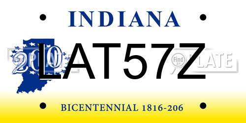 LAT57Z Indiana License Plate