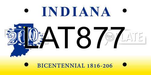 LAT877 Indiana License Plate