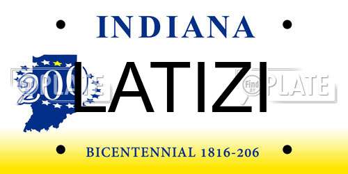 LATIZI Indiana License Plate