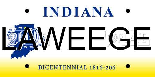 LAWEEGE Indiana License Plate