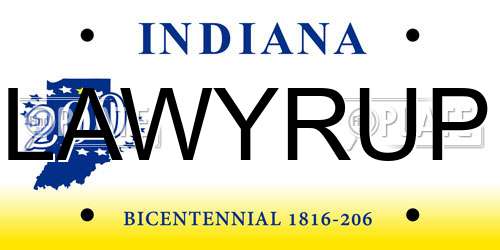 LAWYRUP Indiana License Plate