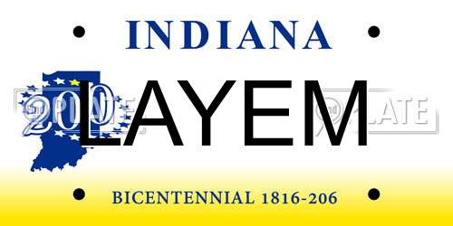 LAYEM Indiana License Plate