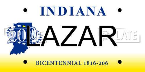 LAZAR Indiana License Plate