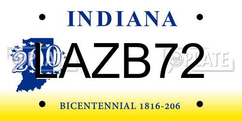 LAZB72 Indiana License Plate