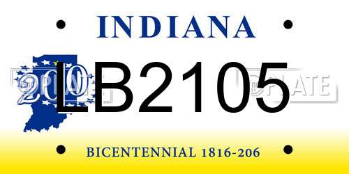 LB2105 Indiana License Plate