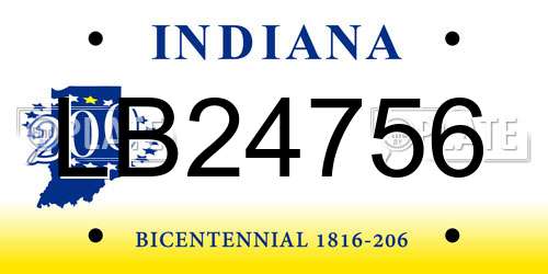 LB24756 Indiana License Plate
