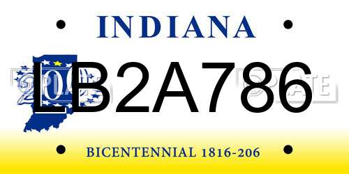 LB2A786 Indiana License Plate