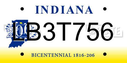 LB3T756 Indiana License Plate